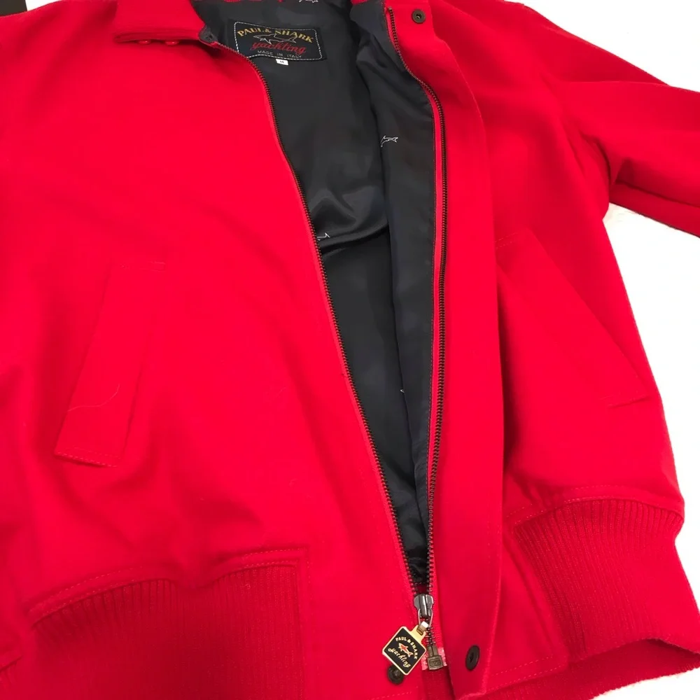 Paul & Shark Red Wool Yachting Bomber Jacket